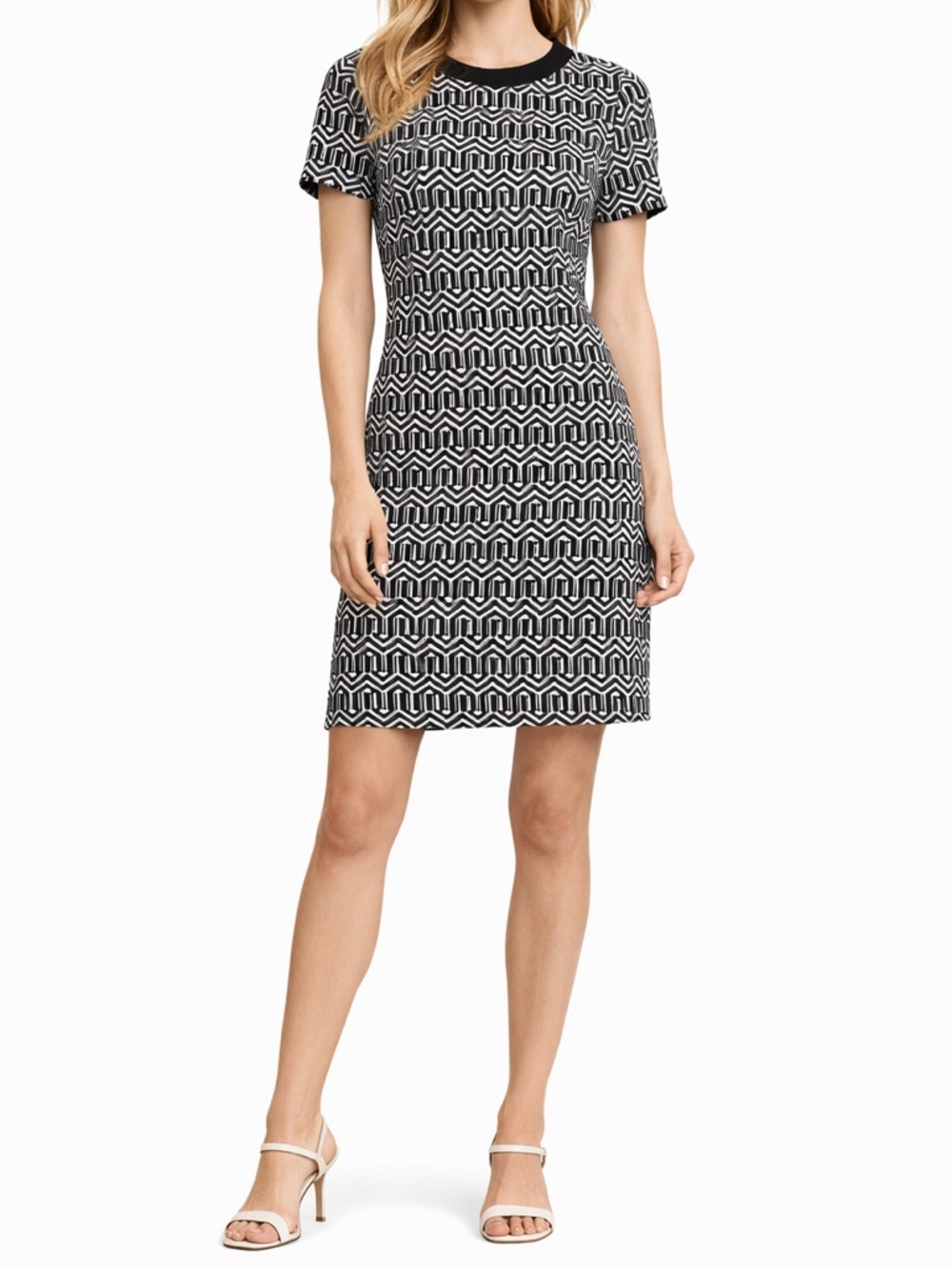 Banana Republic Black White Geometric Mini Dress Size 2 Work Office Sheath